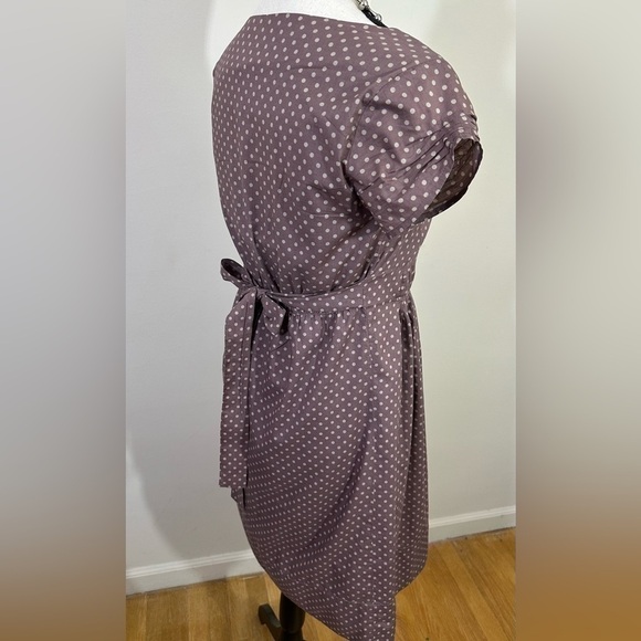 Garnet Hill sz. 4p dress fit and partial flair. Medium brown with a white dot - Picture 11 of 15